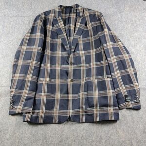 Todd Snyder Mens Plaid Linen Sport Coat Blazer size 44L Blue Beige *Read